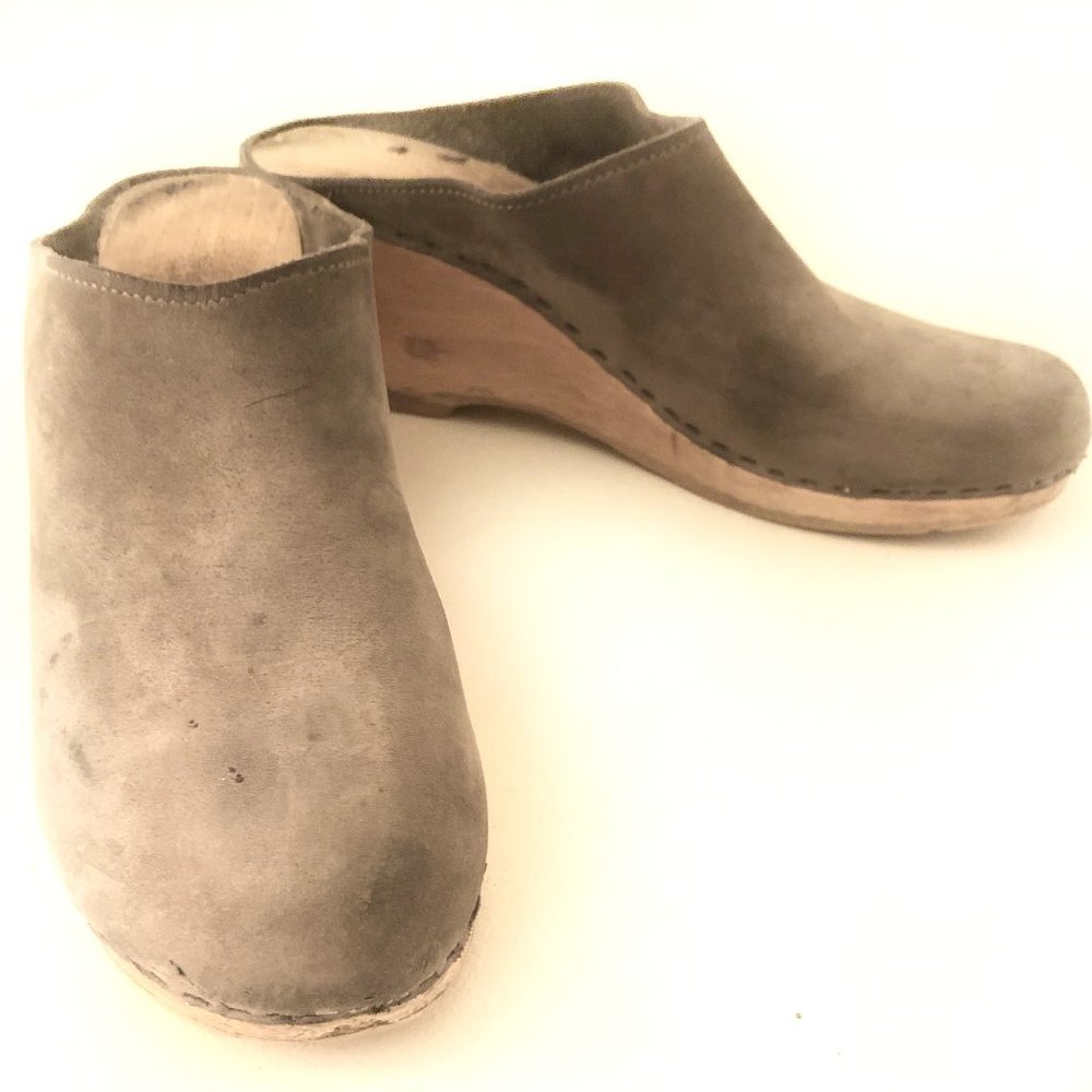 No.6 New School Clog on Wedge in Gray (almost a sage gray)
